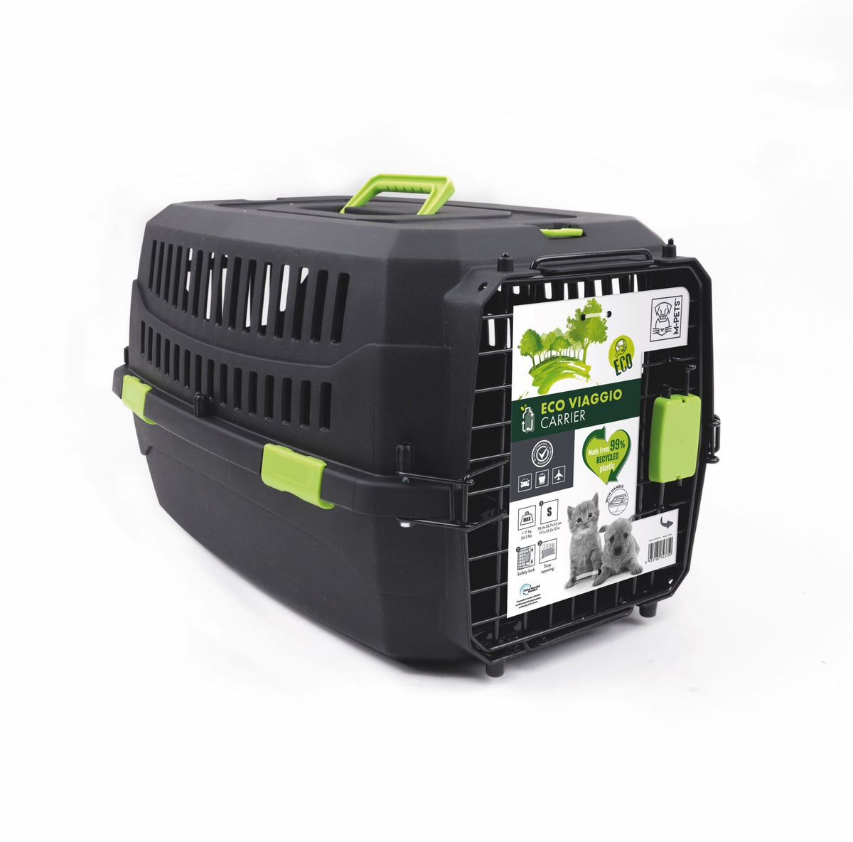 M-Pets Eco Viaggio Carrier Lata Kedi ve Küçük Irk Köpek Taşıma Çantası 58.4x38.7x33 Cm Siyah Small - Kedi Aksesuarı