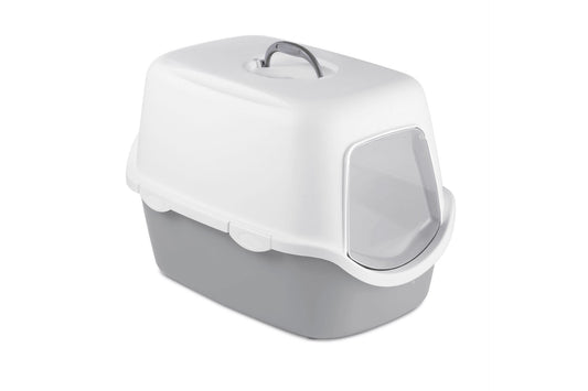 Stefanplast Cathy Kapalı Kedi Tuvaleti Beyaz/Gri 56x40x40 Cm ürün görseli