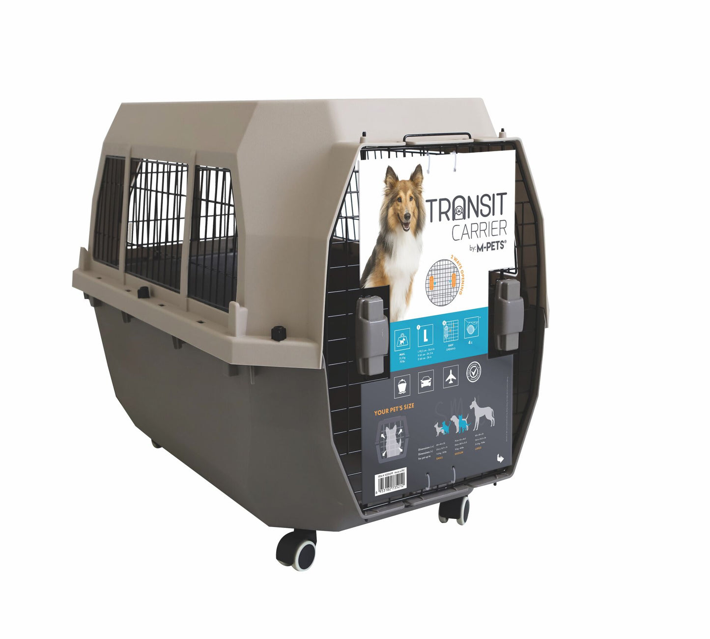 M-Pets Transit Carrier Iata Tekerlekli Kedi ve Köpek Taşıma Çantası 92.5x66x61.1 Cm Kahverengi Large - Kedi Aksesuarı