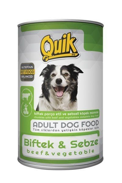 Quik Biftek ve Sebzeli Köpek Maması Konservesi 1 Adet 415 Gr - Konserve Köpek Maması