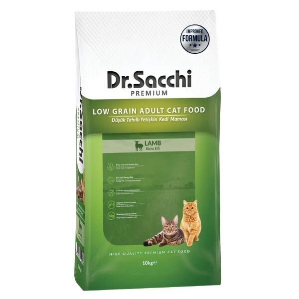 Dr.Sacchi Premium Kuzu Etli Düşük Tahıllı Yetişkin Kedi Maması 10 Kg - Kuru Kedi Maması