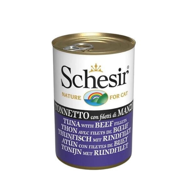 Schesir Jöle İçinde Ton Balık ve Dana Etli Yetişkin Konserve Kedi Maması 1 Adet 140 Gr yaş konserve kedi maması