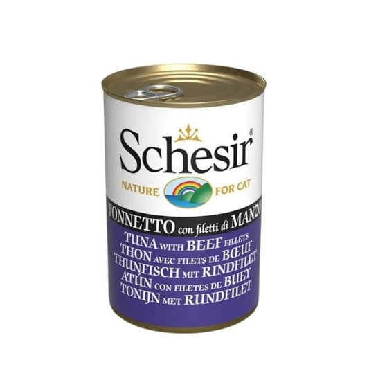 Schesir Jöle İçinde Ton Balık ve Dana Etli Yetişkin Konserve Kedi Maması 1 Adet 140 Gr yaş konserve kedi maması