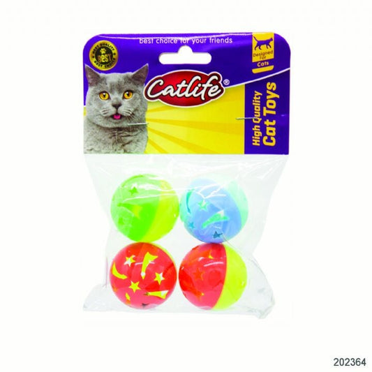 Catlife Zilli Top Plastik Kedi Oyuncağı 4 Cm 4 Adet Renkli - Kedi Oyuncağı