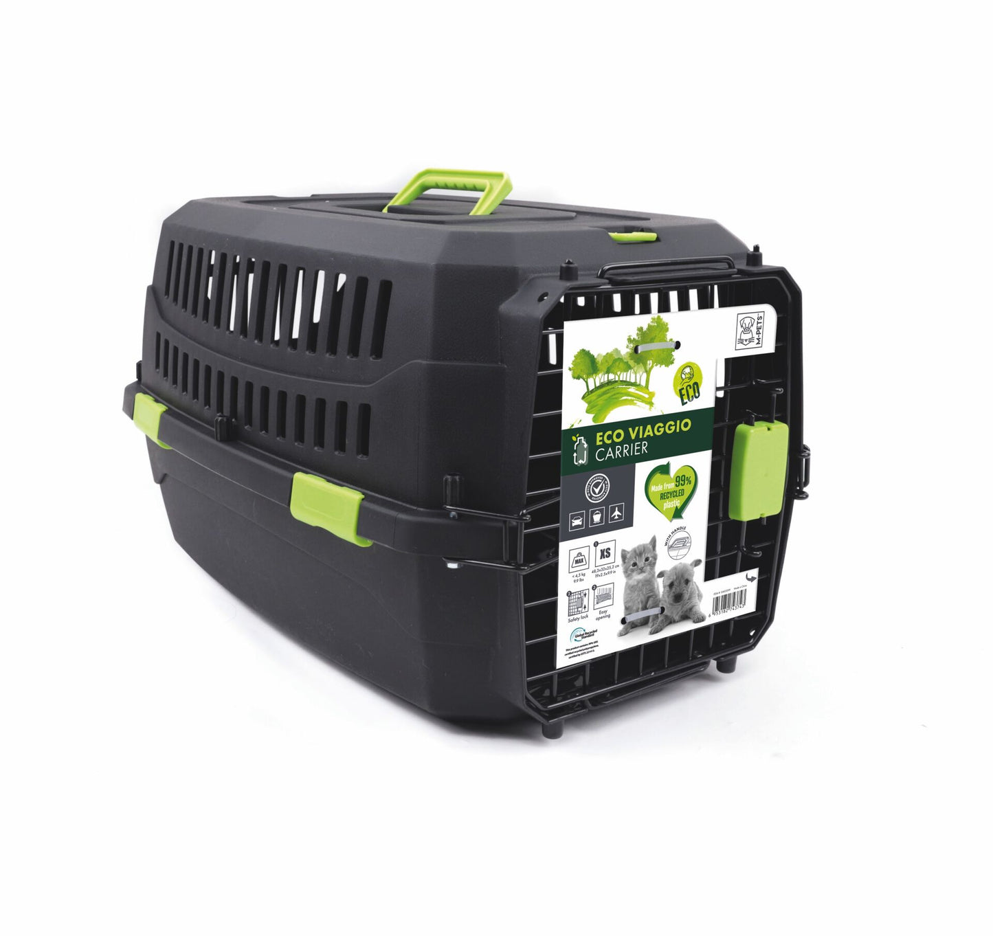 M-Pets Eco Viaggio Carrier Lata Kedi ve Küçük Irk Köpek Taşıma Çantası 48.3x32x25.4 Cm Siyah Xsmall - Kedi Aksesuarı