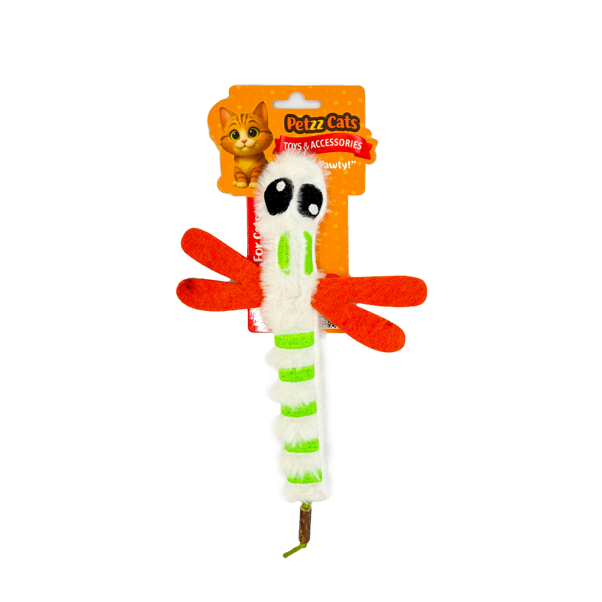 PetzzCats DragonFly Matatabi ve Çıngırak Sesli Peluş Kedi Oyuncağı Beyaz 22x15 Cm - Kedi Oyuncağı