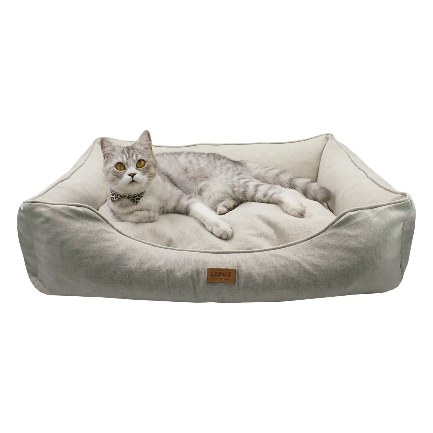 Lepus Mia Premium Kedi ve Köpek Yatağı Large Krem 61x76x23 Cm - Kedi Aksesuarı