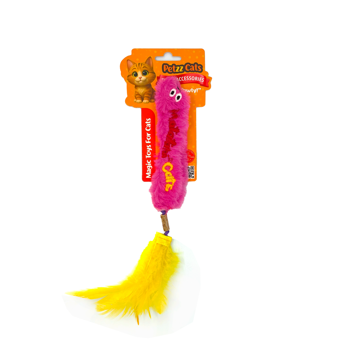 PetzzCats Worm Matatabi ve Çıngırak Sesli Peluş Kedi Oyuncağı Pembe 28x4 Cm - Kedi Oyuncağı