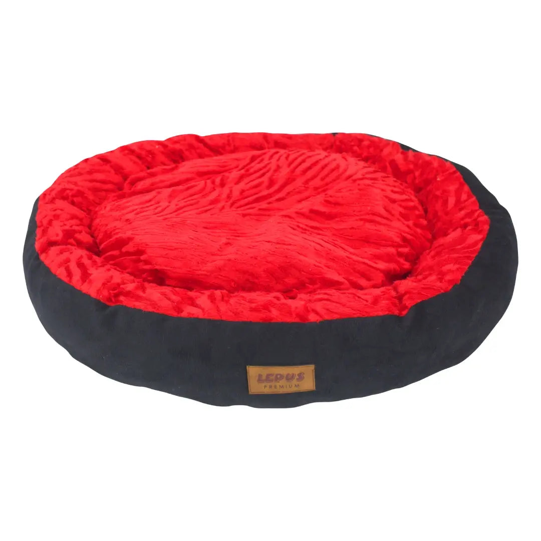 Lepus Simit Kedi ve Köpek Yatağı Siyah/Kırmızı 57x16 Cm - Kedi Aksesuarı