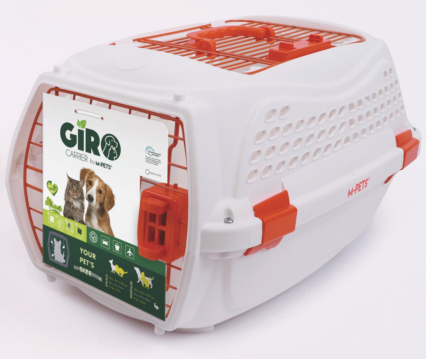 M-Pets Eco Giro Carrier Kedi ve Küçük Irk Köpek Taşıma Çantası 51.6x32.7x29.6 Cm Beyaz/Turuncu Medium - Kedi Aksesuarı