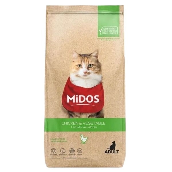 Midos Tavuk ve Sebzeli Yetişkin Kedi Maması 15 Kg - Kuru Kedi Maması