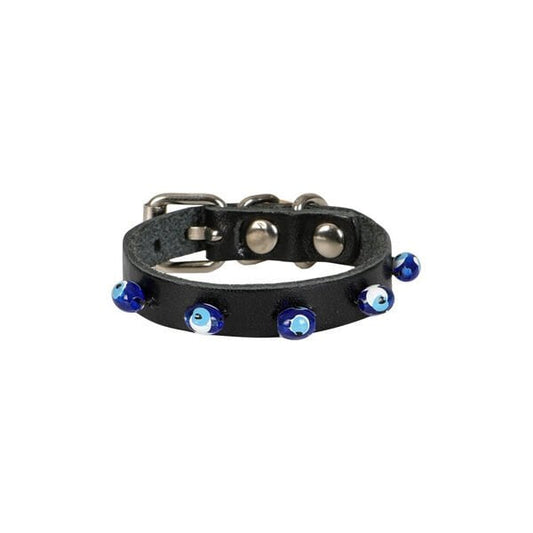 Cattie Boncuklu Deri Küçük Irk Köpek ve Kedi Boyun Tasması Xsmall Siyah 1x12-16 Cm - Kedi Tasması