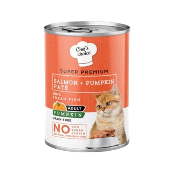 Chefs Choice Somonlu ve Balkabaklı Tahılsız Ezme Yetişkin Konserve Kedi Maması 1 Adet 400 Gr yaş konserve kedi maması