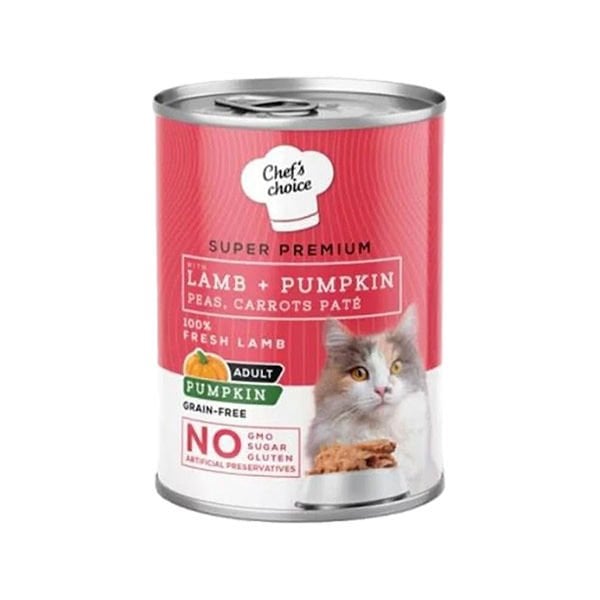 Chefs Choice Kuzu Etli ve Balkabaklı Tahılsız Ezme Yetişkin Konserve Kedi Maması 1 Adet 400 Gr yaş konserve kedi maması
