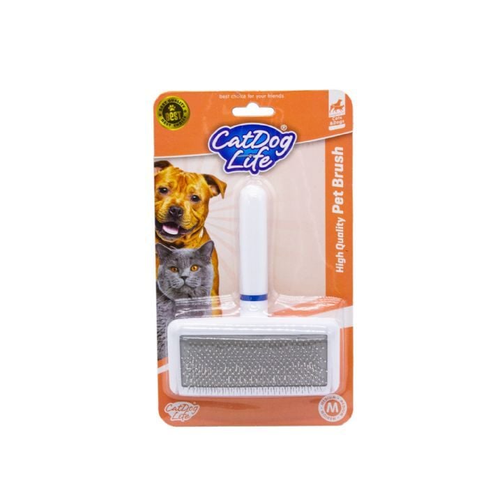 Catdoglife İnce Telli Kedi ve Köpek Tüy Tarama Fırçası 12x14 Cm Medium - Köpek Bakım Ürünü
