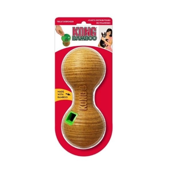 Kong Bamboo Feeder Dambıl Şeklinde Köpekler için Ödül Maması Dağıtma Oyuncağı Medium
