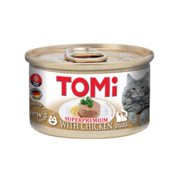 Tomi Kıyılmış Tavuklu Tahılsız Yetişkin Konserve Kedi Maması 1 Adet 85 Gr yaş konserve kedi maması