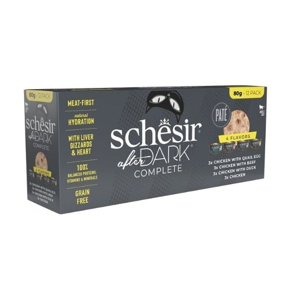 Schesir After Dark Pate Et Suyunda Karışık Lezzetler Yetişkin Konserve Kedi Maması 1 Adet 12x80 Gr yaş konserve kedi maması