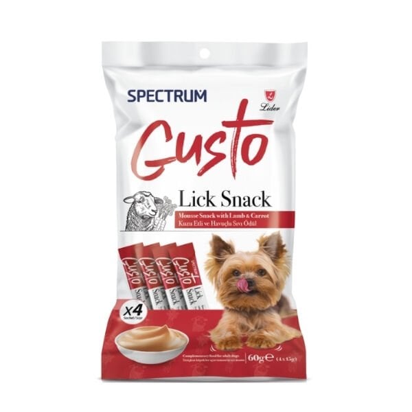 Spectrum Gusto Kuzu Etli ve Havuçlu Sıvı Yetişkin Köpek Ödül Maması 1 Adet 4x15 Gr - Köpek Ödül Maması