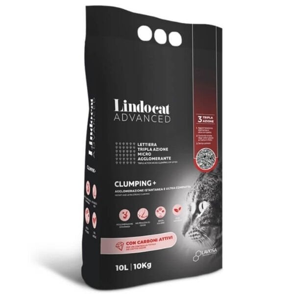 Lindocat Advanced Aktif Karbonlu Ekstra Güçlü Topaklanan Gri Kedi Kumu 1 Adet 10 Lt ürünü görseli