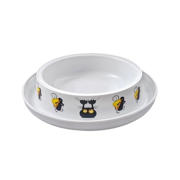 Moderna Kedi ve Fare Desenli Kedi Mama ve Su Kabı 210 Ml ürün görseli