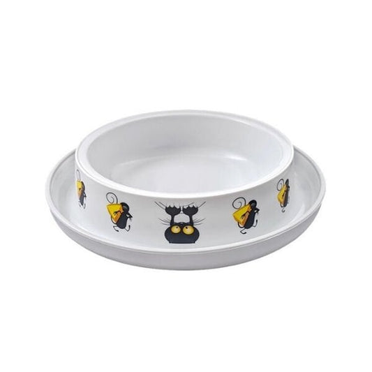 Moderna Kedi ve Fare Desenli Kedi Mama ve Su Kabı 210 Ml ürün görseli