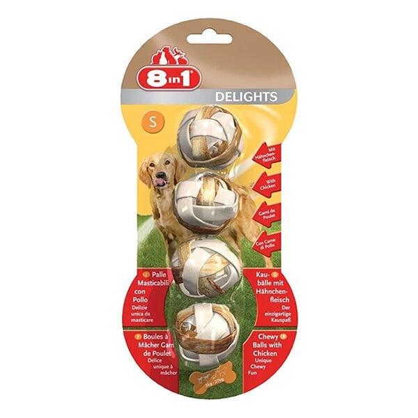 8in1 Delights Balls Tavuklu Çiğneme Topu Köpek Ödül Maması Small 36 Gr - Köpek Ödül Maması
