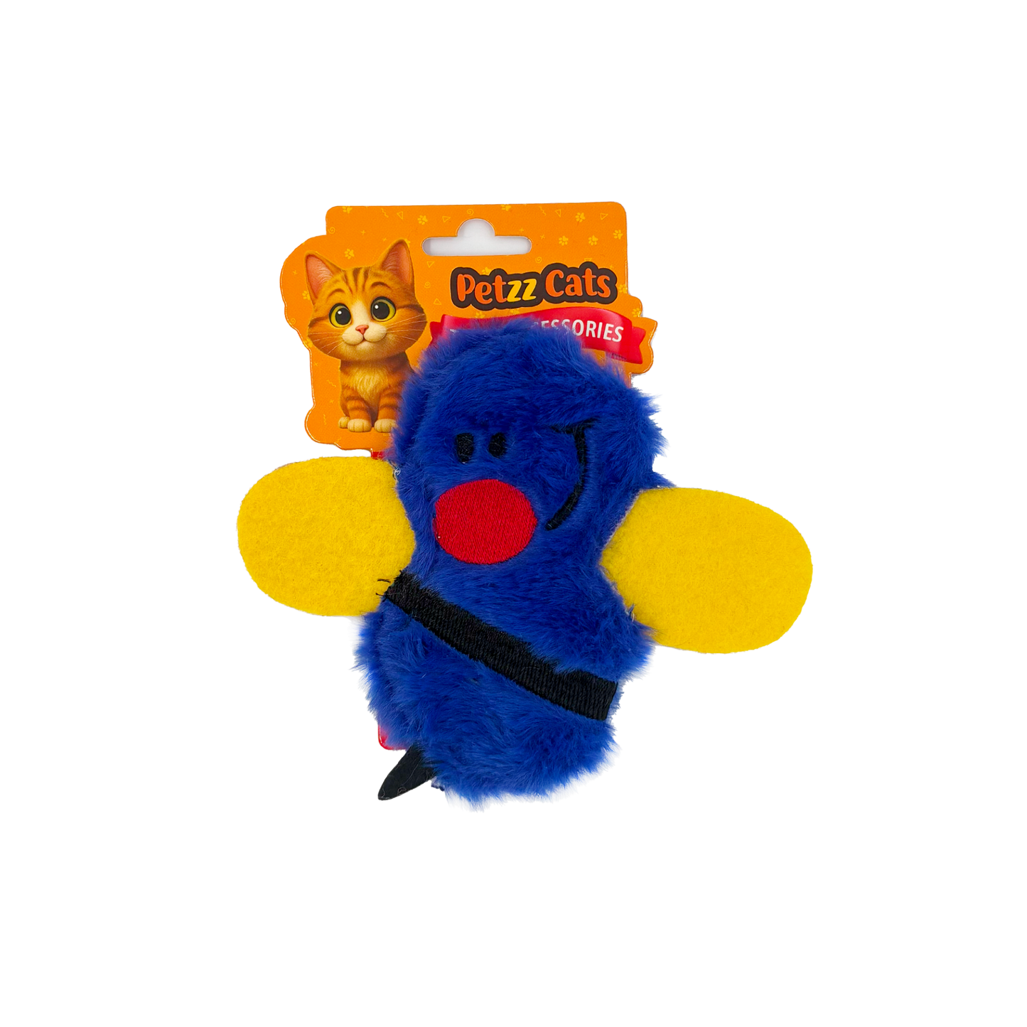 PetzzCats Bee Matatabi ve Çıngırak Sesli Peluş Kedi Oyuncağı Mavi 15x14 Cm - Kedi Oyuncağı