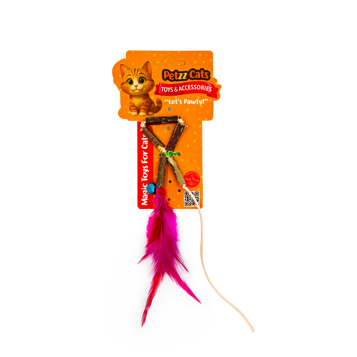 PetzzCats Stick Matatabi ve Çıngırak Sesli Peluş Kedi Oltası Oyuncağı Renkli 27x1 Cm - Kedi Oyuncağı