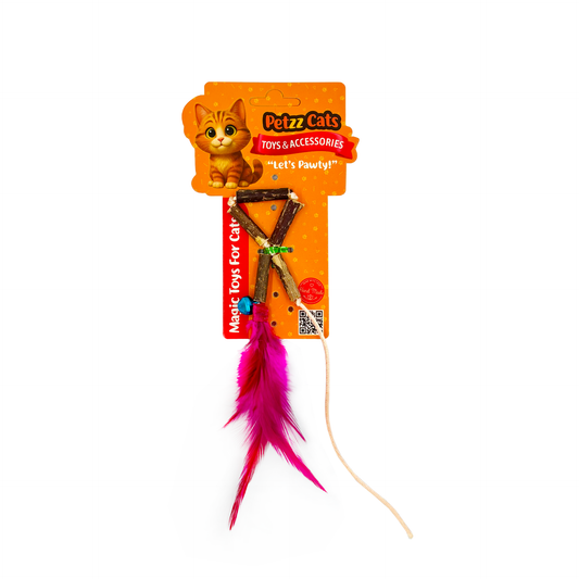 PetzzCats Stick Matatabi ve Çıngırak Sesli Peluş Kedi Oltası Oyuncağı Renkli 27x1 Cm - Kedi Oyuncağı