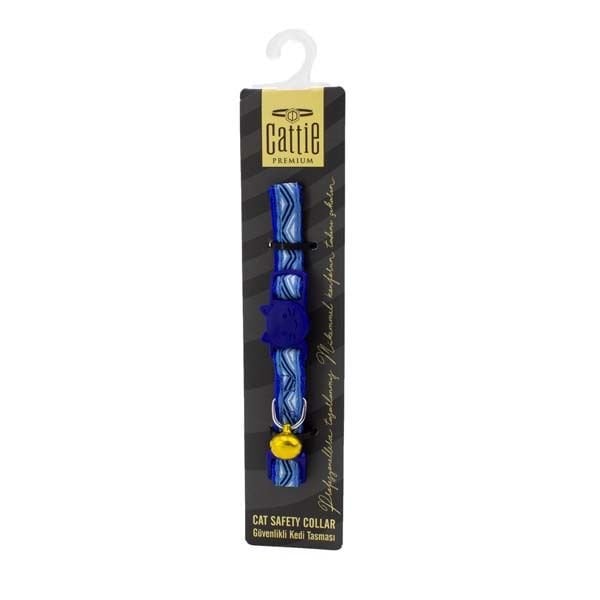Cattie Desenli Kedi Boyun Tasması Mavi 1x15-25 Cm - Kedi Tasması