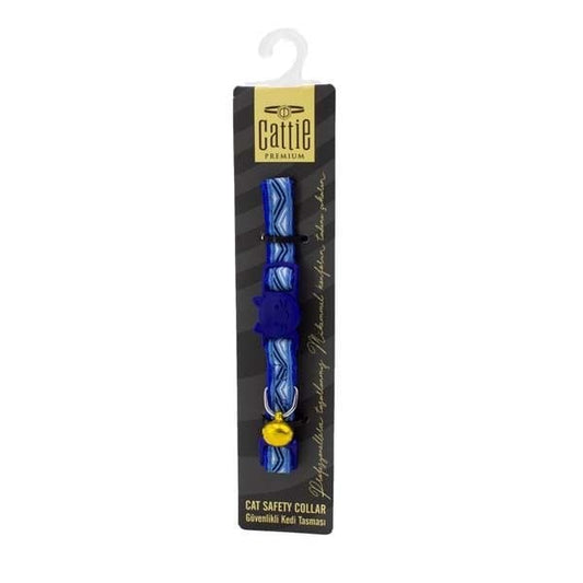 Cattie Desenli Kedi Boyun Tasması Mavi 1x15-25 Cm - Kedi Tasması