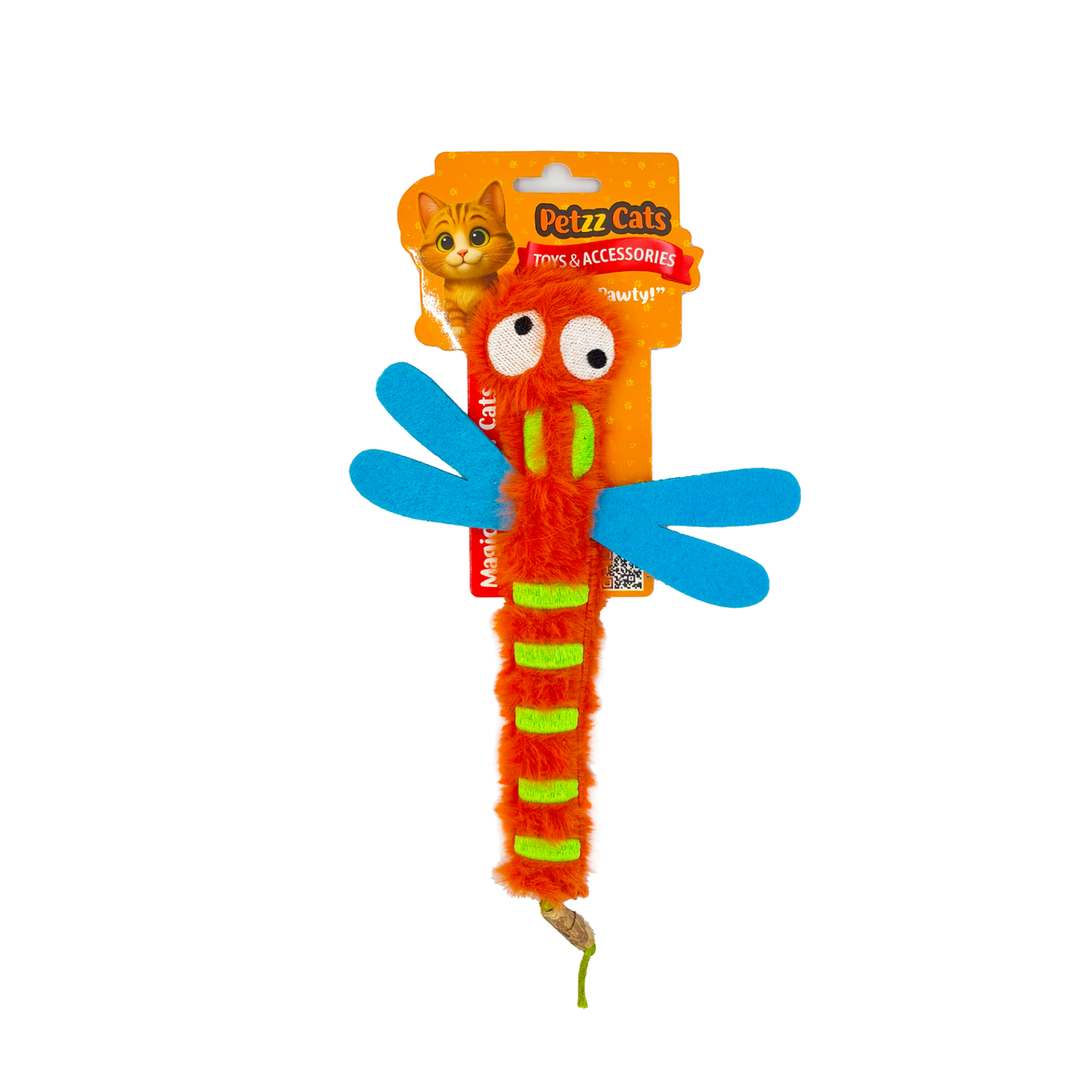 PetzzCats DragonFly Matatabi ve Çıngırak Sesli Peluş Kedi Oyuncağı Turuncu 22x15 Cm - Kedi Oyuncağı