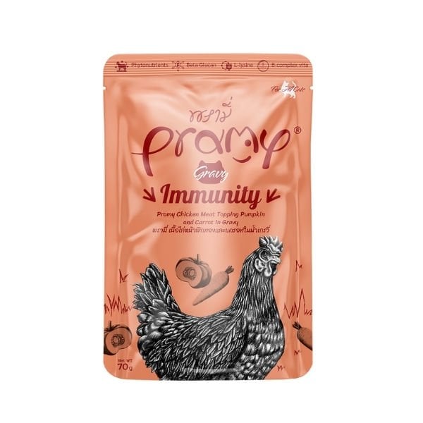 Pramy Indoor Sos İçinde Tavuklu Balkabaklı ve Havuçlu Pouch Yetişkin Yaş Kedi Maması 1 Adet 70 Gr yaş konserve kedi maması