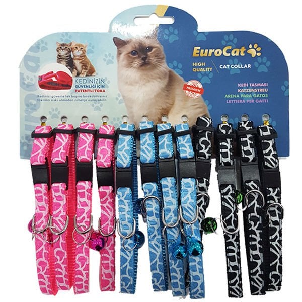 Eurocat Çizgi Desenli Kedi Boyun Tasması 12 Adet 10 Mm 28 Cm - Kedi Tasması