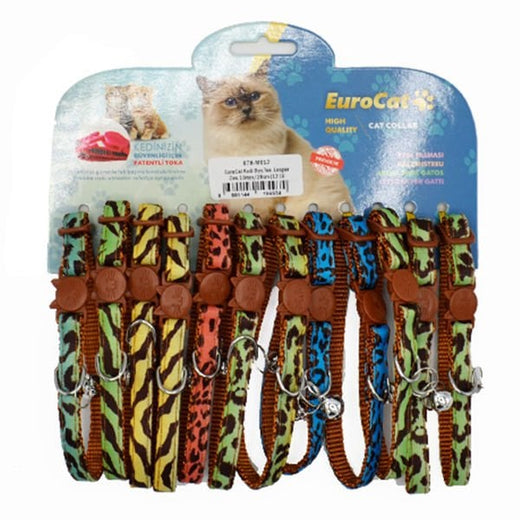 Eurocat Leopar Desenli Kedi Boyun Tasması 12 Adet 10 Mm 28 Cm Renkli