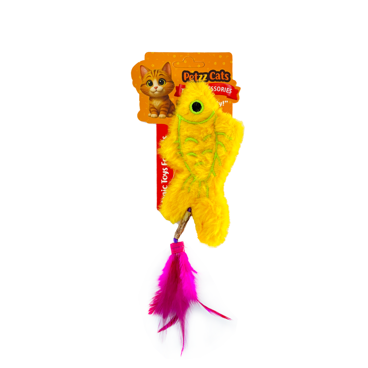 PetzzCats Fish Matatabi ve Çıngırak Sesli Peluş Kedi Oyuncağı Sarı 20x8 Cm - Kedi Oyuncağı