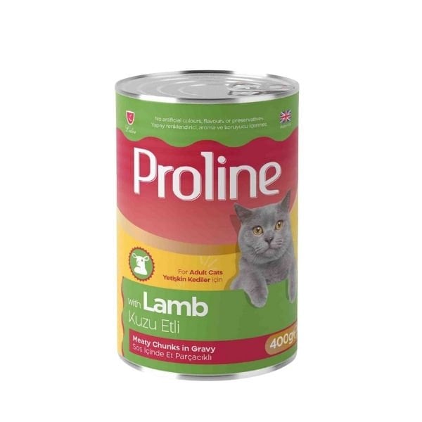 Proline Sos İçinde Et Parçacıklı Kuzu Etli Yetişkin Konserve Kedi Maması 1 Adet 400 Gr yaş konserve kedi maması