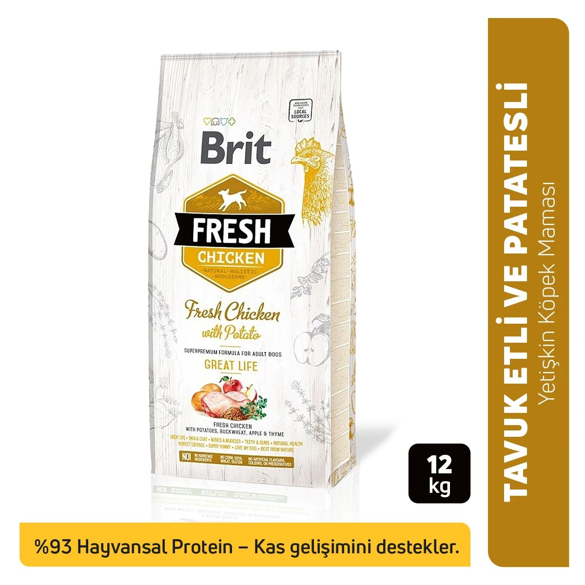 Brit Fresh Tavuk ve Patatesli Yetişkin Köpek Maması 12 Kg - Kuru Köpek Maması