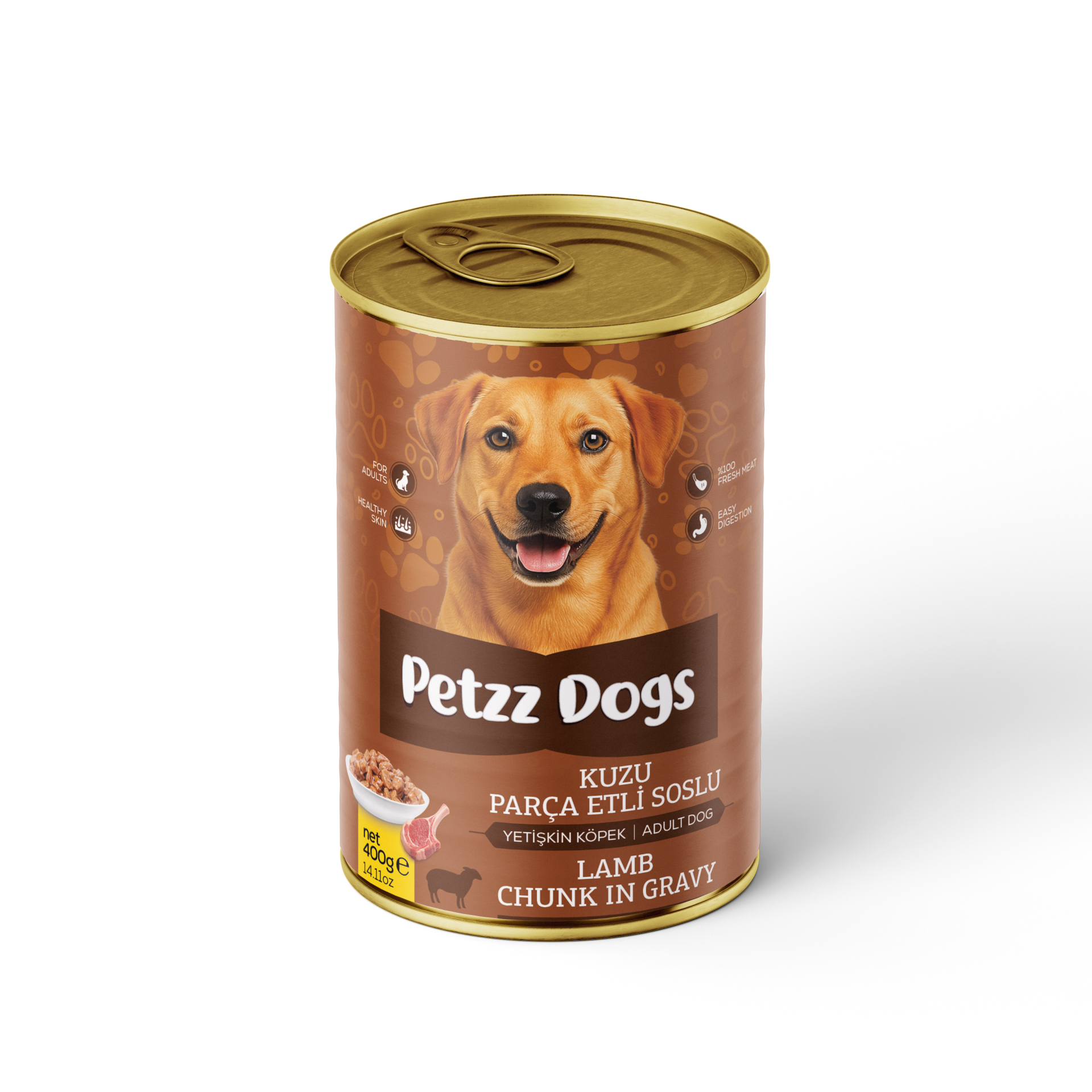 PetzzDogs Kuzu Etli Yetişkin Köpek Konservesi 400 Gr 1 Adet - Konserve Köpek Maması