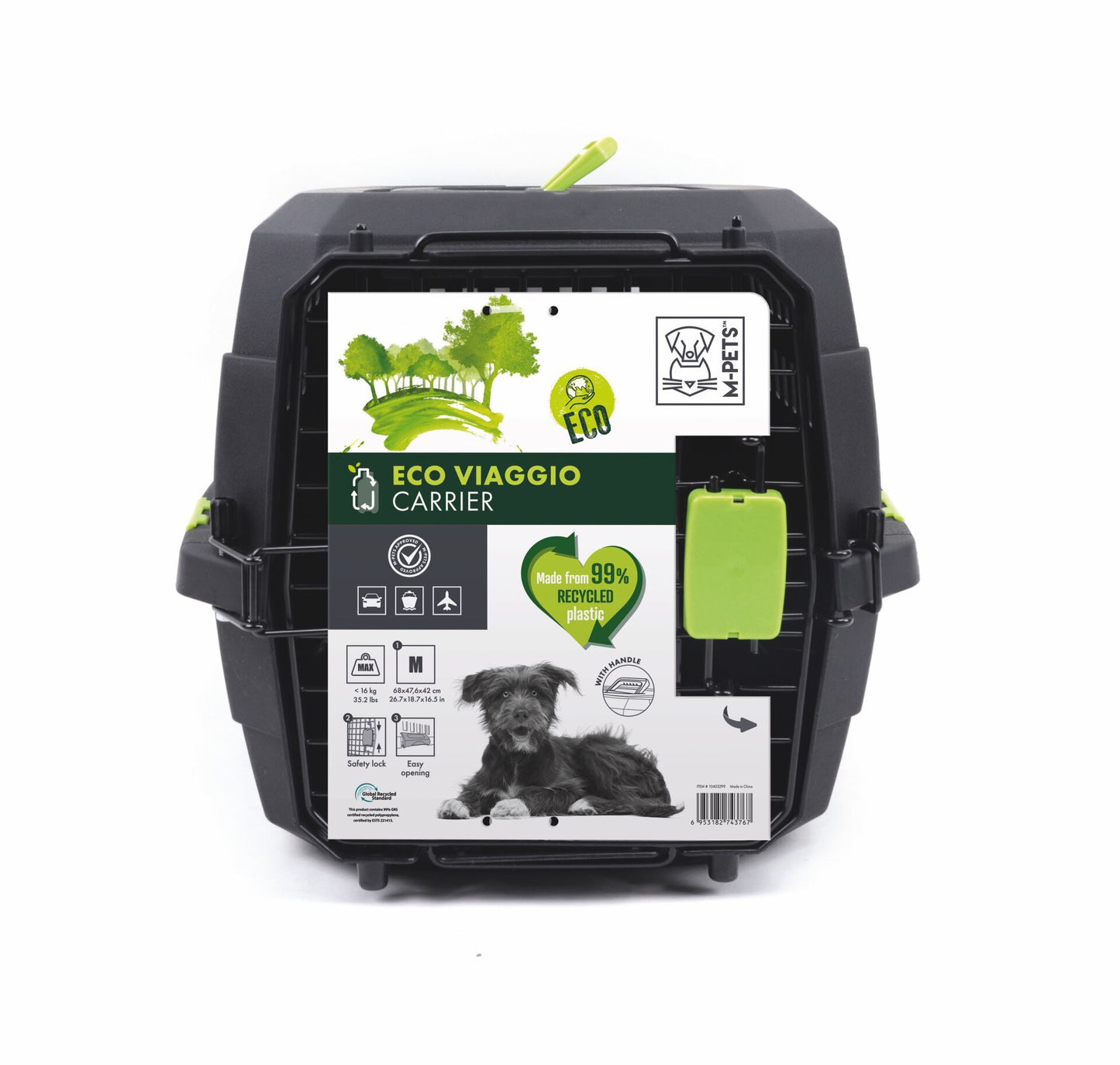 M-Pets Eco Viaggio Carrier Lata Kedi ve Küçük Irk Köpek Taşıma Çantası 68x47.6x42 Cm Siyah Medium - Kedi Aksesuarı