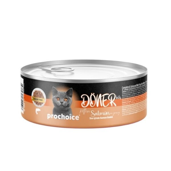 Pro Choice Döner Bites Sos İçinde Somonlu Yavru Konserve Kedi Maması 70 Gr 1 Adet yaş konserve kedi maması