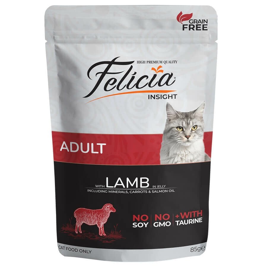 Felicia Tahılsız Kuzu Etli Pouch Yetişkin Yaş Kedi Maması 1 Adet 85 Gr yaş konserve kedi maması