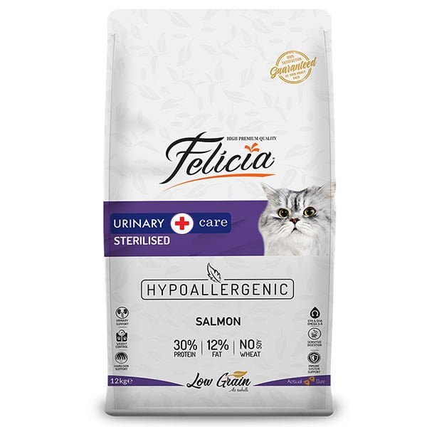 Felicia Düşük Tahıllı Hipoalerjenik Somonlu Kısırlaştırılmış Kedi Maması 12 Kg - Kuru Kedi Maması