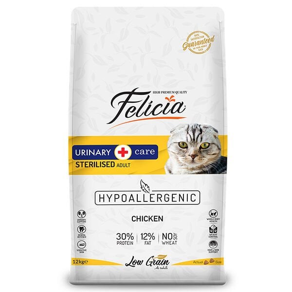 Felicia Düşük Tahıllı Hipoalerjenik Tavuklu Kısırlaştırılmış Kedi Maması 12 Kg - Kuru Kedi Maması