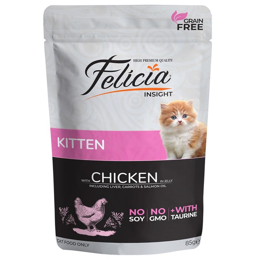 Felicia Tahılsız Tavuklu Pouch Yavru Konserve Kedi Maması 1 Adet 85 Gr yaş konserve kedi maması
