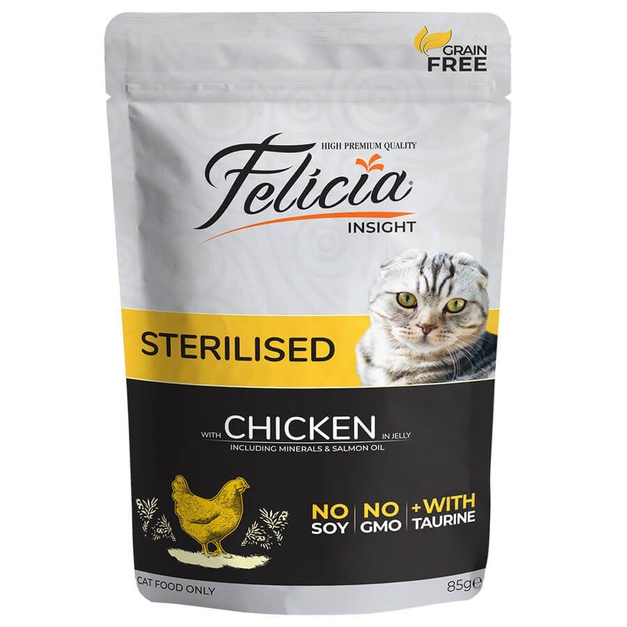 Felicia Tahılsız Tavuklu Pouch Kısırlaştırılmış Konserve Kedi Maması 1 Adet 85 Gr yaş konserve kedi maması