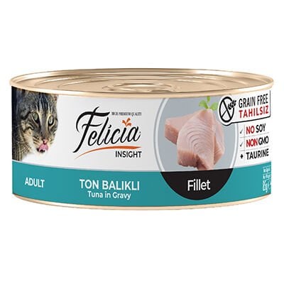Felicia Tahılsız Ton Balıklı Fileto Yetişkin Konserve Kedi Maması 1 Adet 85 Gr yaş konserve kedi maması