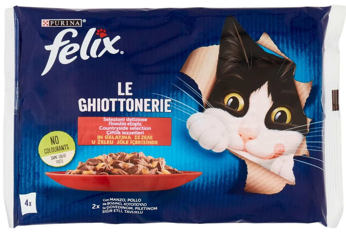 Felix Multipack Sığır ve Tavuklu Yetişkin Yaş Kedi Maması 1 Adet 4x85 Gr