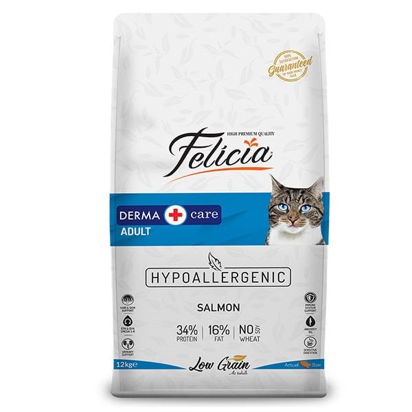 Felicia Düşük Tahıllı Hipoalerjenik Somonlu Yetişkin Kedi Maması 12 Kg - Kuru Kedi Maması